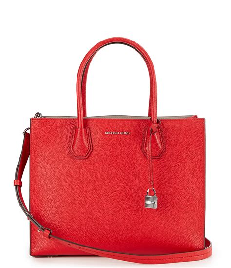 michael kors mercer large satchel red signature|michael kors satchel crossbody.